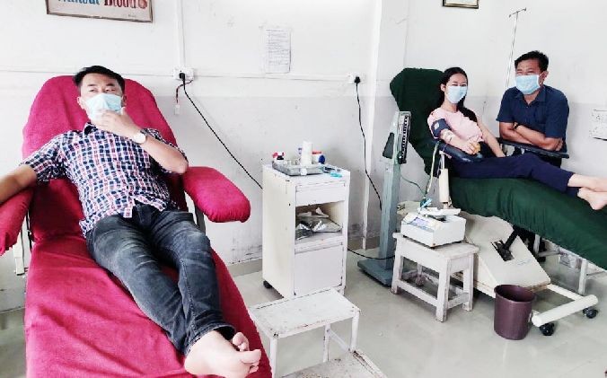 Volunteers during the Walk-In Blood Donation Camp held at Naga Hospital Kohima on October 1. (DIPR Photo)
