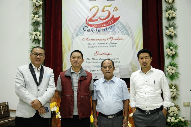 Rev Dr Hukashe A Zhimomi and others during the 25th  Anniversary celebrattion of PBC, DEF Tuensang on October 11. (Morung Photo)