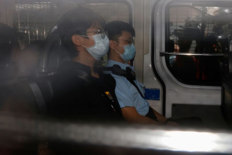 Former convenor of pro-independence group Studentlocalism, Tony Chung Hon-lam arrives at West Kowloon Magistrates' Courts in a police van after he was arrested under the national security law, in Hong Kong, China October 29, 2020. (REUTERS Photo)
