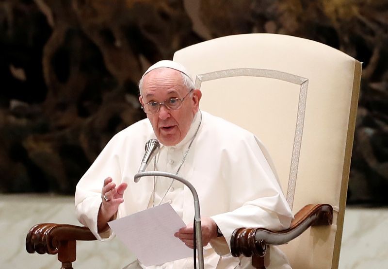 Pope Francis holds the weekly general audience at Aula Paolo VI, at the Vatican, October 14, 2020. REUTERS/Yara Nardi