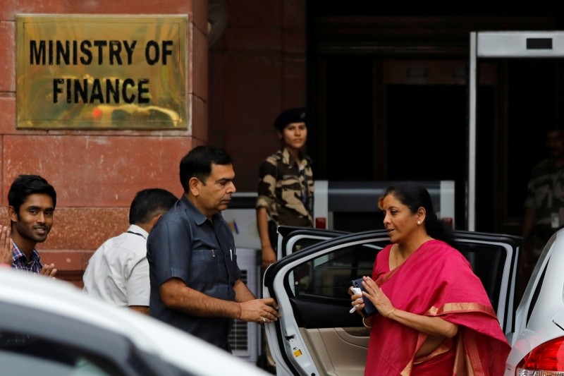 FILE PHOTO: Finance Minister Nirmala Sitharaman arrives at her office before leaving for parliament to present the federal budget in New Delhi, India, July 5, 2019. REUTERS/Anushree Fadnavis/File photo