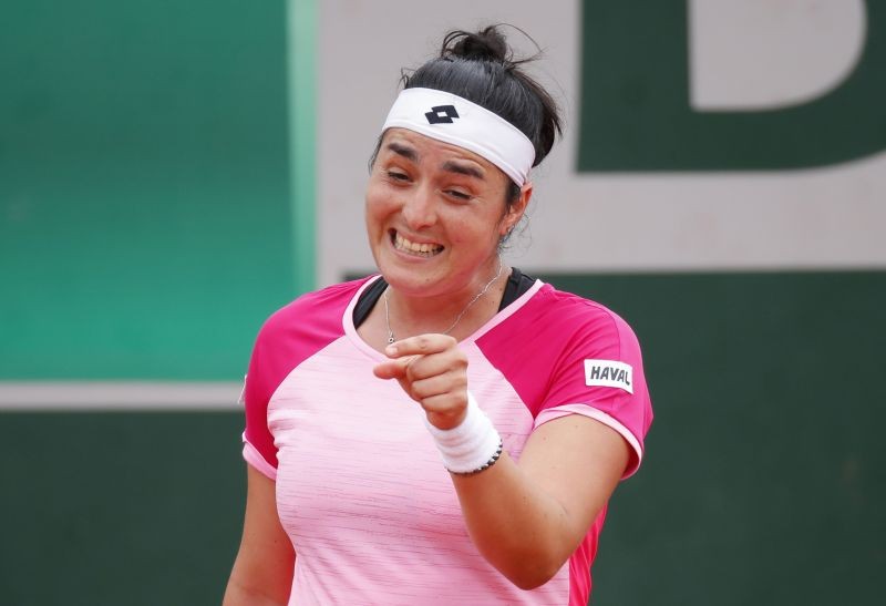 Tunisia's Ons Jabeur reacts during her third round match against Belarus' Aryna Sabalenka REUTERS/Charles Platiau