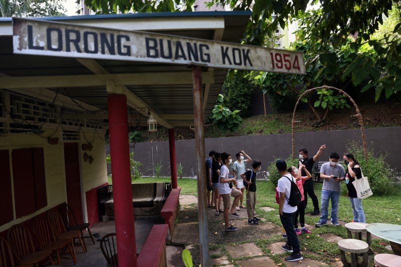 Local tourists tour Kampong Lorong Buangkok, the last remaining village in Singapore on October 3, 2020.  (REUTERS Photo)