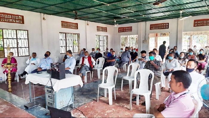 Section of the gathering attending the launching of SBI Gram Seva project in five villages namely Ura, Bade, Diezephe, Khrizephe and Tsithrongse under Chümoukedima sub-division, Dimapur on October 2.