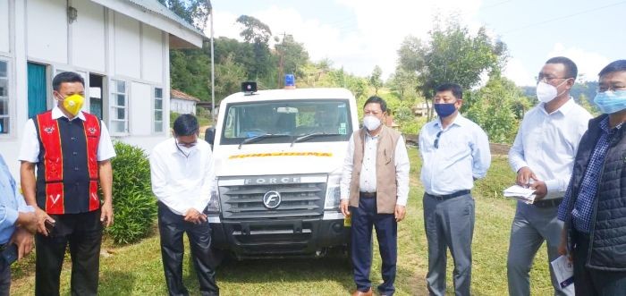 Advisor for Water Resources, Namri Chang inaugurating the Tening CHC laboratory and handed over an ambulance to the centre on October 17 at Tening town.