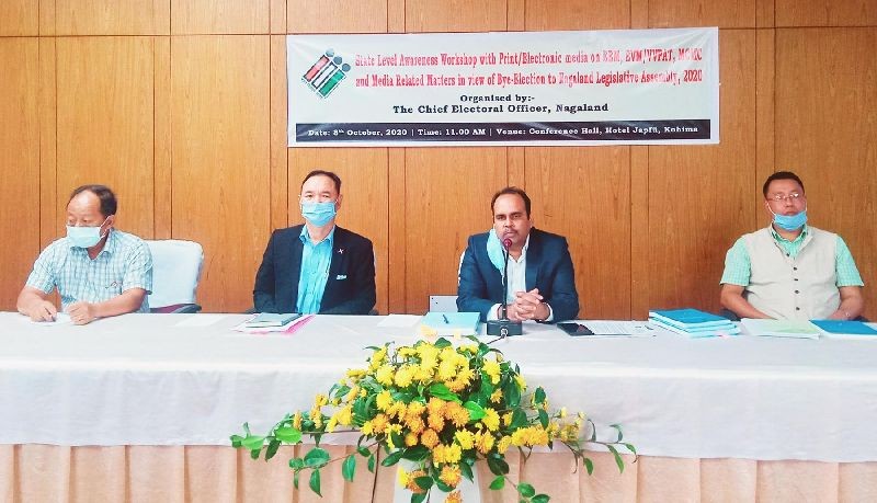 Nagaland Chief Electoral Officer (CEO), Abhijit Sinha and other officials during the workshop in Kohima on October 8. (Morung Photo)
