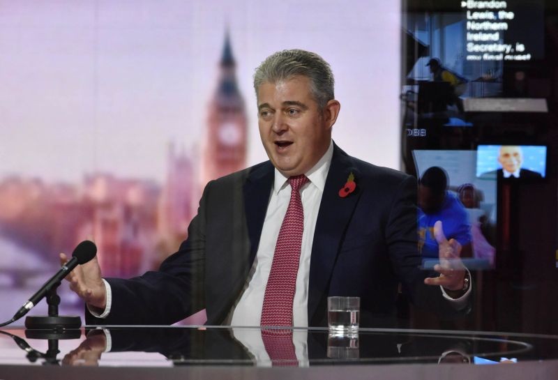 Britain's Secretary of State for Northern Ireland Brandon Lewis appears on BBC TV's The Andrew Marr Show in London, Britain October 25, 2020. (REUTERS Photo)