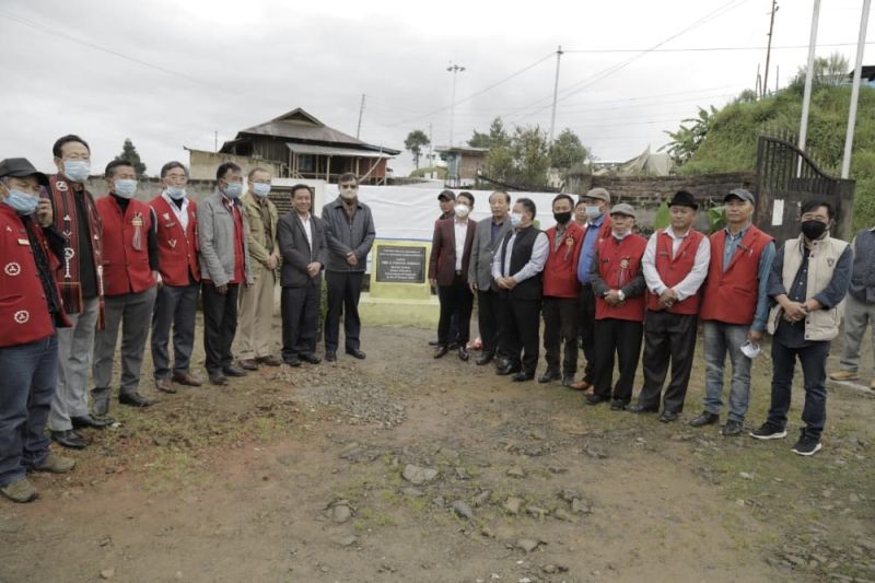 KT Sukhalu, Advisor for School Education with Hosheto Achumi and others during the lying of foundation stone for construction of Government Higher Secondary School, Zunheboto on October 6.