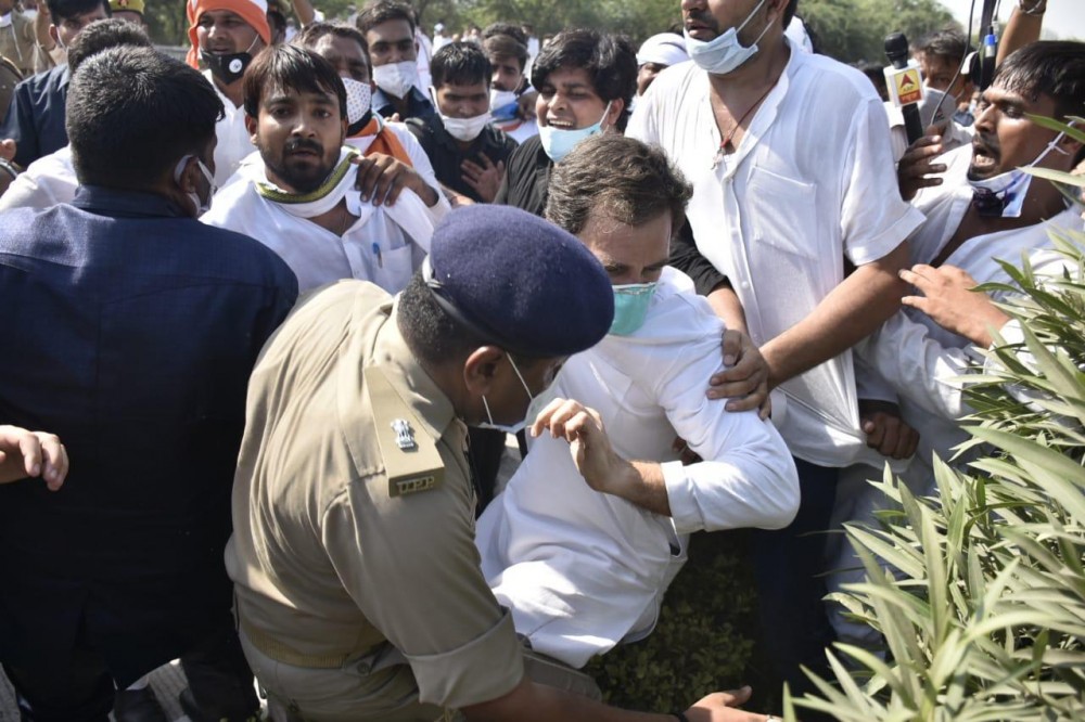 Rahul Gandhi, along with his sister Priyanka Gandhi Vadra and other senior leaders had left Delhi on October 1 to meet the family of the Hathras rape victim. (Photo: @ians_india / Twitter)