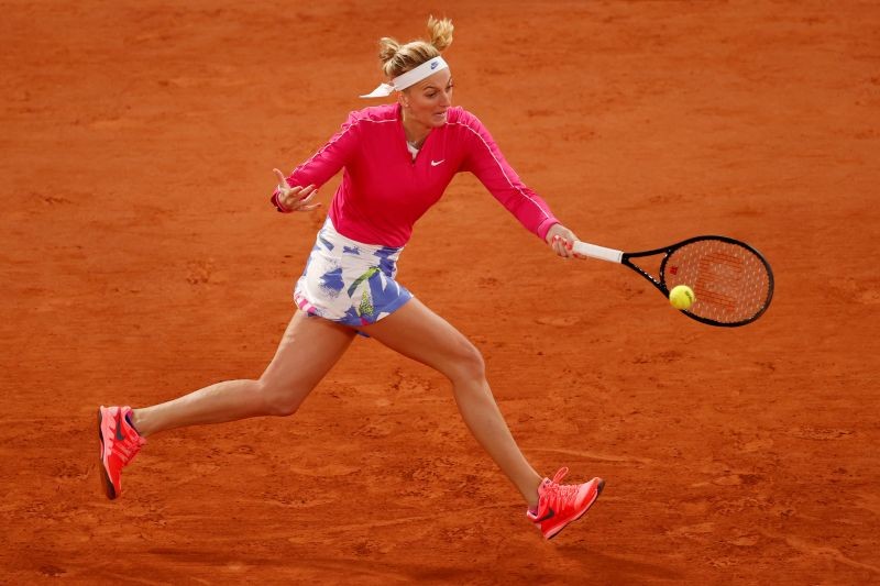 Czech Republic's Petra Kvitova in action during her fourth round match against China's Zhang Shuai REUTERS/Christian Hartmann