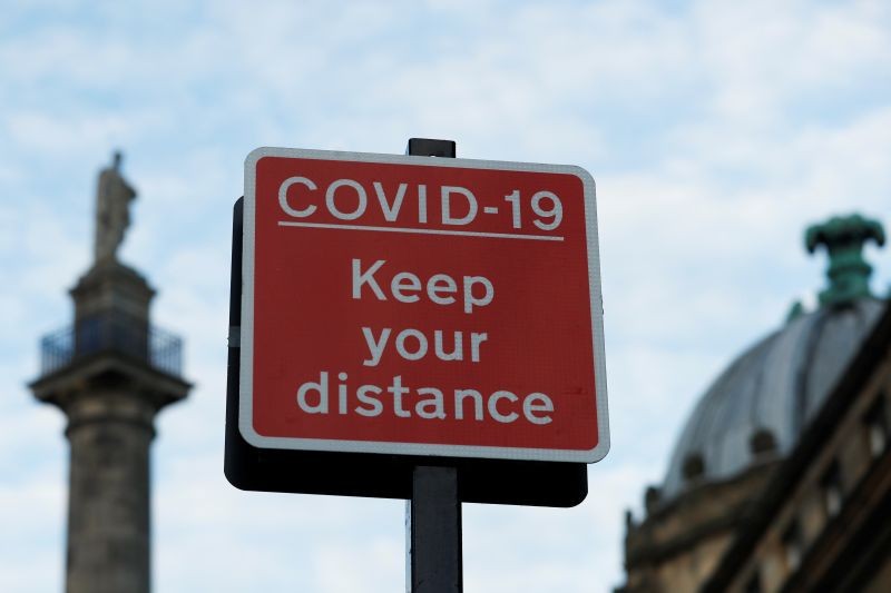 A sign is pictured amid the coronavirus disease (COVID-19) outbreak, in Newcastle, Britain on October 10, 2020. (REUTERS Photo)