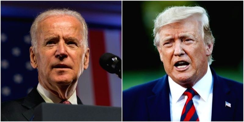 Combo photo shows former Vice President of the United States Joe Biden (L) and sitting President Donald Trump delivering their respective speeches on different occasions. (IANS Photo)