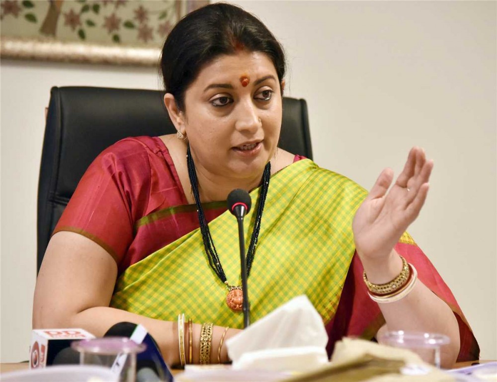 Union Minister for Textiles and Women and Child Development Smriti Irani.