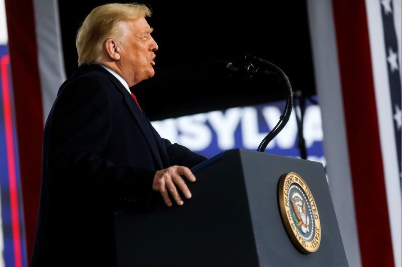 U.S. President Donald Trump speaks during a campaign event, in Allentown, Pennsylvania, U.S., October 26, 2020. (REUTERS Photo)