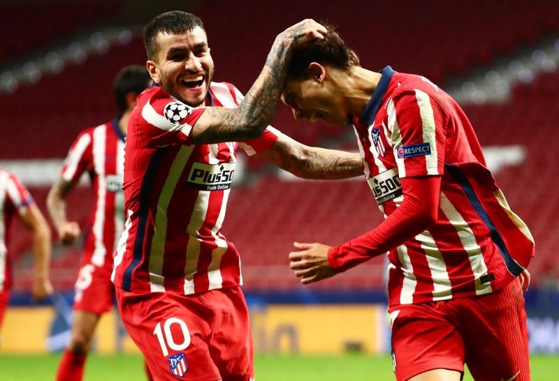 Atletico Madrid's Joao Felix celebrates scoring their third goal with Angel Correa REUTERS/Sergio Perez