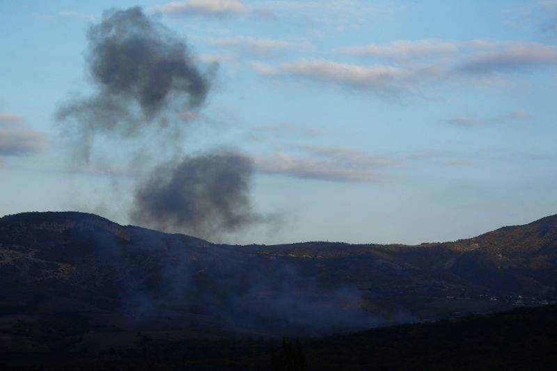 A smoke rises after recent shelling during the military conflict over the breakaway region of Nagorno-Karabakh, in Stepanakert October 9 , 2020. (REUTERS Photo)