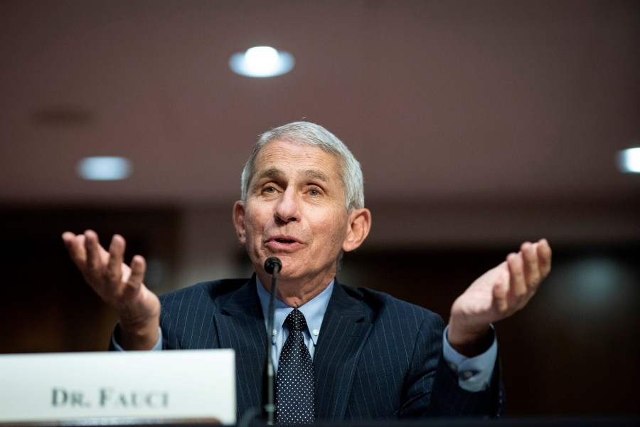 FILE PHOTO: Anthony Fauci, director of the National Institute of Allergy and Infectious Diseases, speaks during a Senate Health, Education, Labor and Pensions Committee hearing in Washington, D.C., U.S. June 30, 2020. Al Drago/Pool via REUTERS