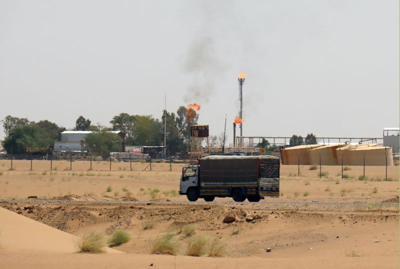 A truck drives past the Safer oil refinery in Marib, Yemen on September 30, 2020. (REUTERS File Photo)