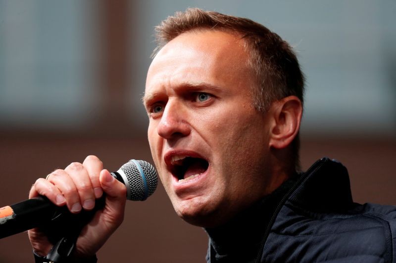 Russian opposition leader Alexei Navalny delivers a speech during a rally to demand the release of jailed protesters, who were detained during opposition demonstrations for fair elections, in Moscow, Russia September 29, 2019. (REUTERS File Photo)