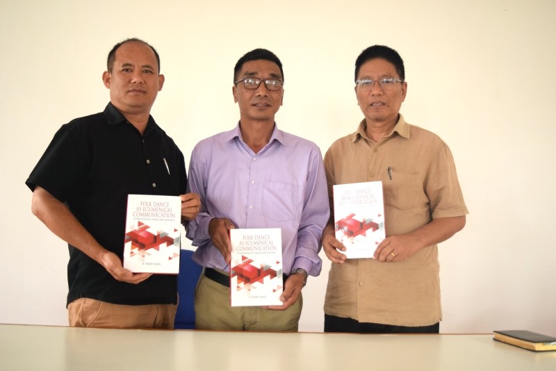 Prof Mar Pongener, Dr A Temjen Jamir and Prof L Imsutoshi Jamir during the release of the book on October 7.