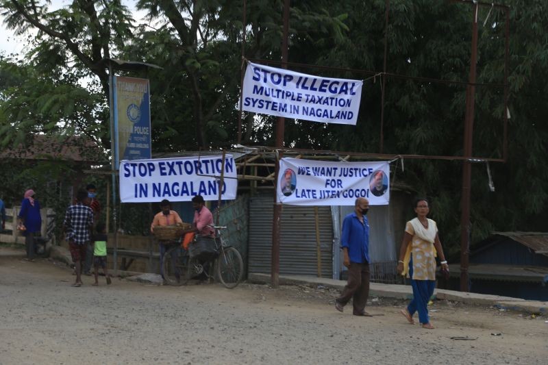A protest banner put up by agitating truckers along NH-29 on September 29. (Morung Photo)