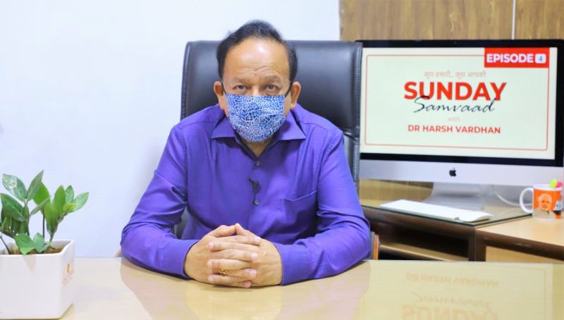 Union Health Minister @drharshvardhan interacts with social media users during Sunday Samvaad 4 on October 4. (@MoHFW_India/Twitter Photo)