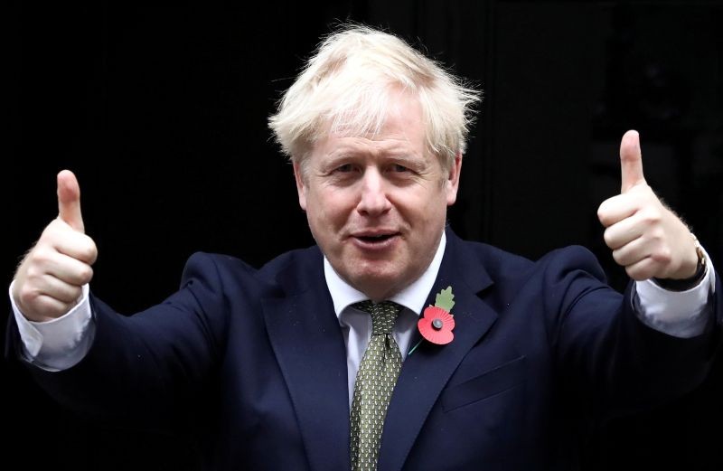 Britain's Prime Minister Boris Johnson gives thumbs up during a meeting with fundraisers for the Royal British Legion Downing Street in London, Britain, October 23, 2020. (REUTERS File Photo)