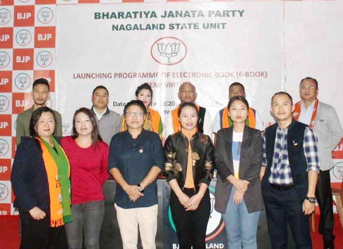 Members of the Bharatiya Janata Party (BJP) Nagaland State unit during the launching programme of E-book on October 2.
