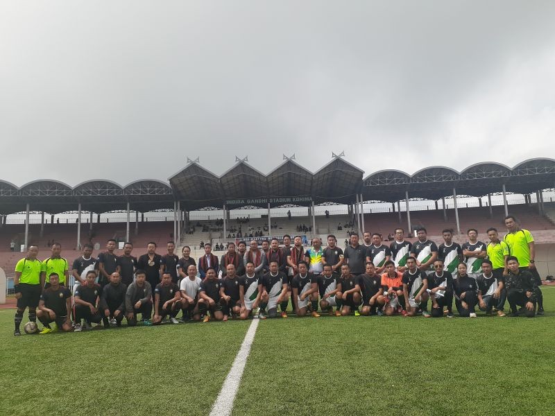NSF, ASU and AYO team during special edition 2020 of NSF Martyrs Memorial Trophy on October 3. (Morung Photo)