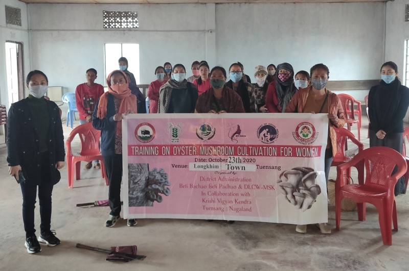 Participants during the oyster mushroom cultivation training for women held at Longkhim Town on October 23.
