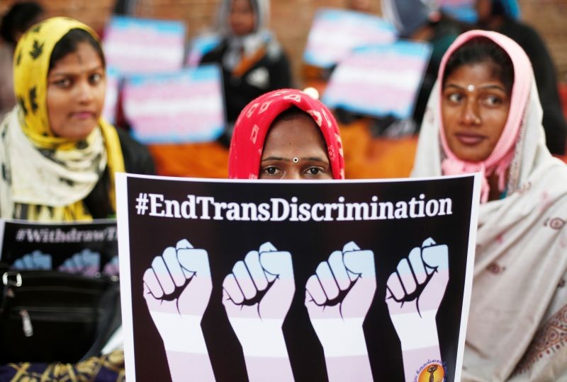 Members of the transgenders community hold placards during a protest against the passing of the Transgender Persons (Protection of Rights) Bill, 2018, in New Delhi, India, December 28, 2018. (REUTERS File Photo)