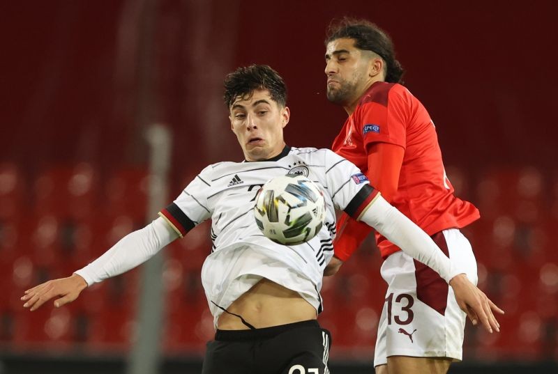 Germany's Kai Havertz in action with Switzerland's Ricardo Rodriguez REUTERS/Wolfgang Rattay