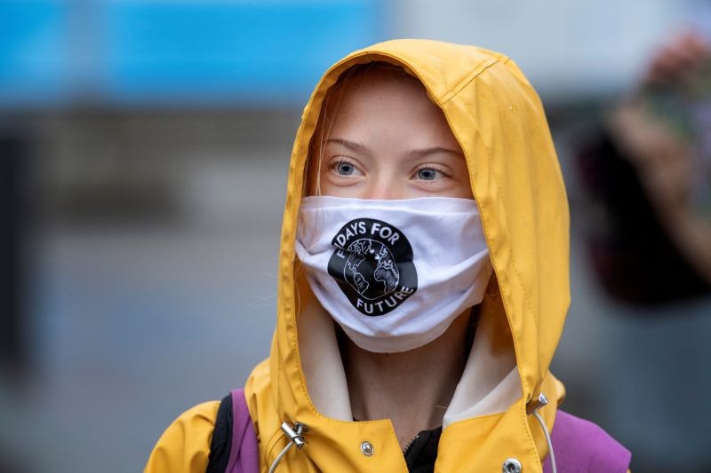 Swedish climate activist Greta Thunberg attends a Fridays For Future protest at the Swedish Parliament (Riksdagen) in Stockholm, Sweden October 9, 2020. (REUTERS Photo)