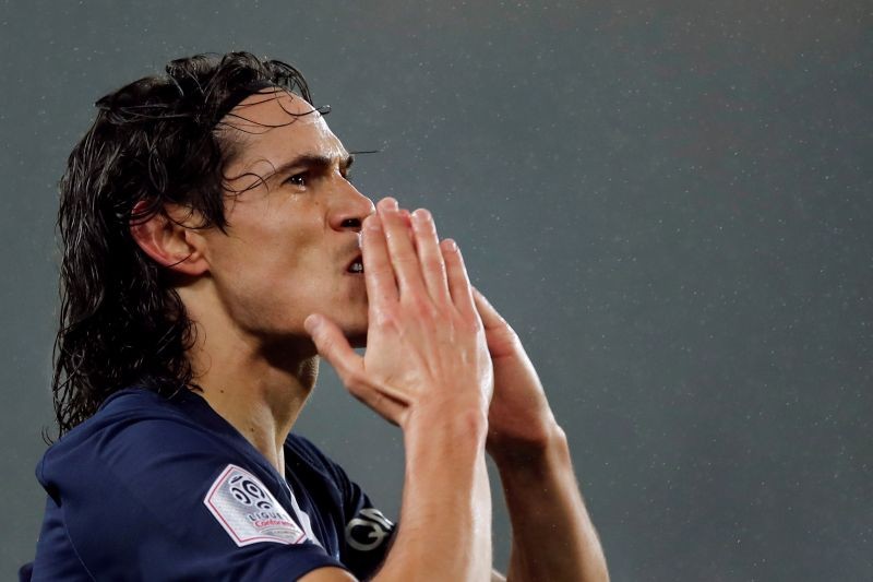 FILE PHOTO: Edinson Cavani celebrates scoring their first goal REUTERS/Benoit Tessier