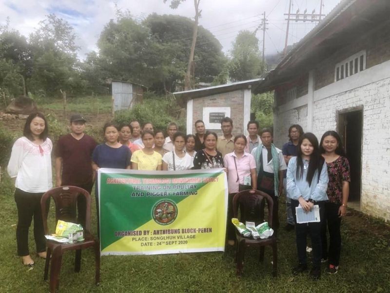 Participants with officials during the trainings and demonstration conducted by ATMA Peren Ahthibung block at Songlhuh village on September 24. (Photo Caption: ATMA Peren)