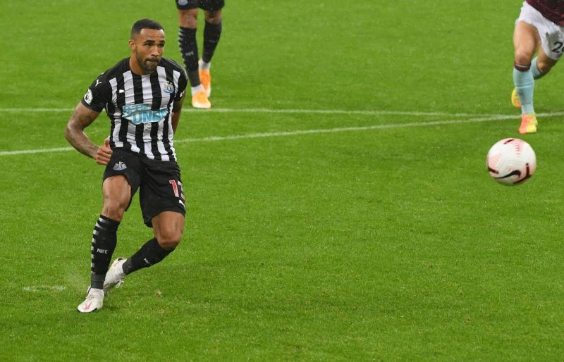 Newcastle United's Callum Wilson scores their third goal from the penalty spot Pool via REUTERS/Stu Forster