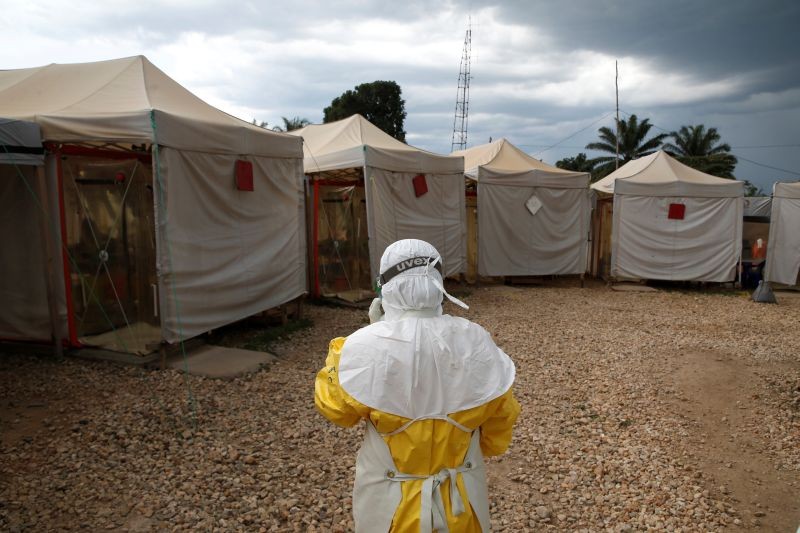 A health worker wearing Ebola protection gear, walks before entering the Biosecure Emergency Care Unit (CUBE) at the ALIMA (The Alliance for International Medical Action) Ebola treatment centre in Beni, in the Democratic Republic of Congo, March 30, 2019. (REUTERS File Photo)