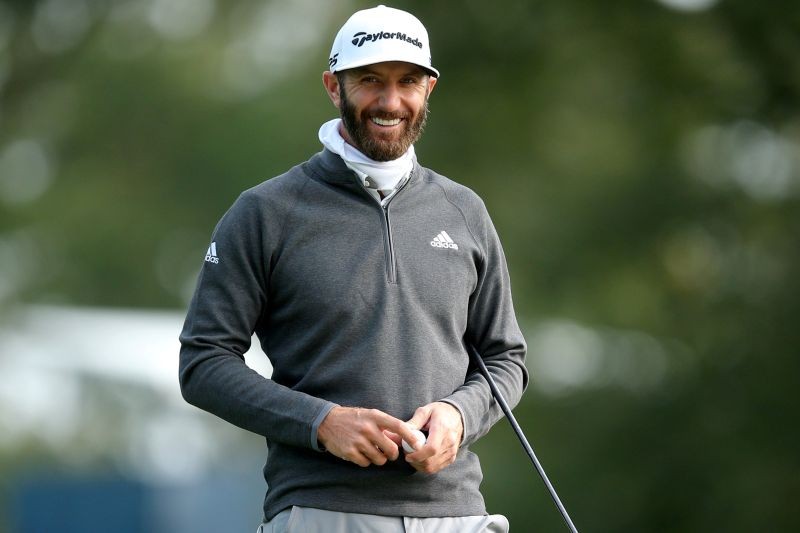 Dustin Johnson smiles on the eleventh green during a practice round for the 2020 U.S. Open golf tournament at Winged Foot Golf Club - West. Mandatory Credit: Brad Penner-USA TODAY Sports/File Photo
