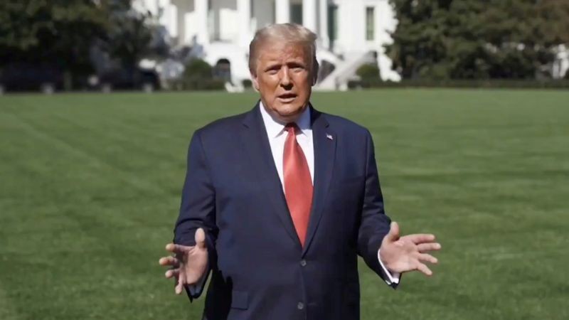 U.S. President Donald Trump speaks outside the White House, where he is being treated for the coronavirus disease (COVID-19), in Washington, U.S. in this still image taken from social media video released on October 8, 2020. (REUTERS Photo)