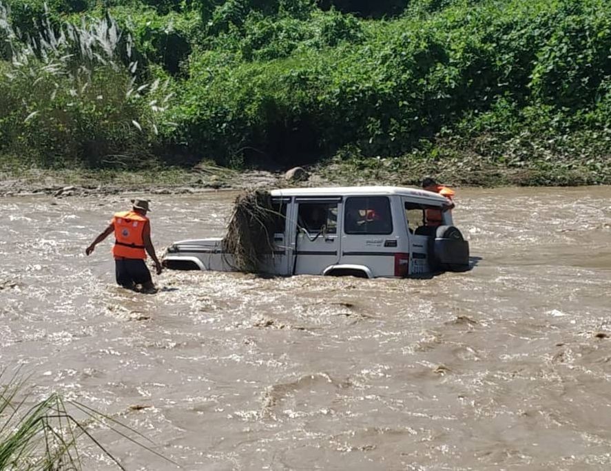 Members of the District Disaster Management Authority, Dimapur and the State Disaster Response Force of Home Guard's & Civil Defence undertaking the search and rescue operation on October 5. (Photo Courtesy: @StateDisaster / Twitter)