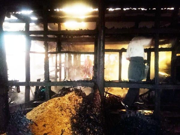 Rice stored in the granary destroyed by the fire in Khulazu Basa village under Phek district on October 10.