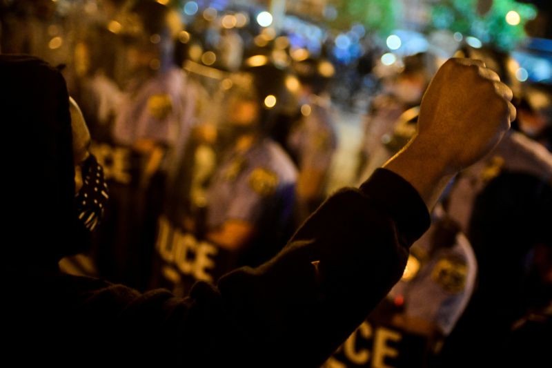 A demonstrator raises his fist during a rally after the death of Walter Wallace Jr., a Black man who was shot by police in Philadelphia, Pennsylvania, U.S., October 27, 2020. (REUTERS Photo)