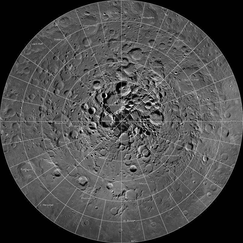 A high resolution mosaic of our moon's north polar region is seen in this undated handout image taken by scientists using cameras aboard NASA's Lunar Reconnaissance Orbiter (LRO). (REUTERS File Photo)