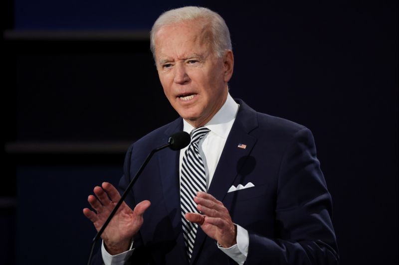 Democratic presidential nominee Joe Biden participates in the first 2020 presidential campaign debate with U.S. President Donald Trump, held on the campus of the Cleveland Clinic at Case Western Reserve University in Cleveland, Ohio, US on September 29, 2020. (REUTERS Photo)