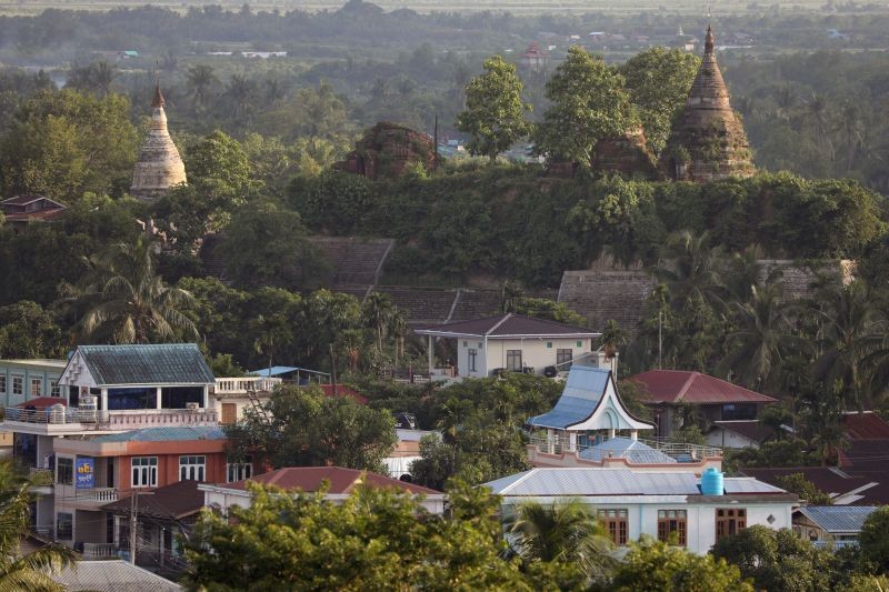 A landscape view of the downtown with ancient pagodas in the background in Mrauk U, Rakhine state, Myanmar June 28, 2019.  (REUTERS File Photo)