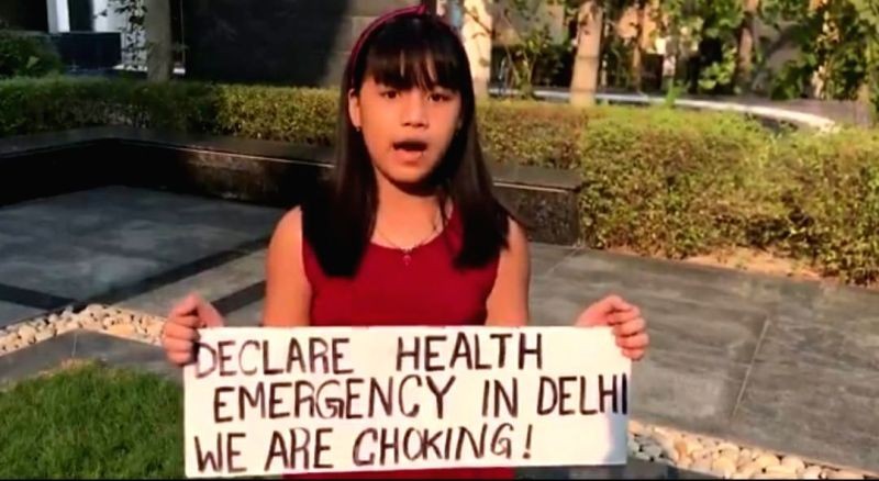 'Declare health emergency in Delhi,' 9-year-old climate activist requests govt as pollution spikes. (IANS Photo)