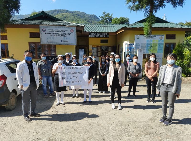Dr Abenthung Murry, Medical Officer with medical officers and staffs of Chukitong PHC during the World Pneumonia Day observed on November 12.