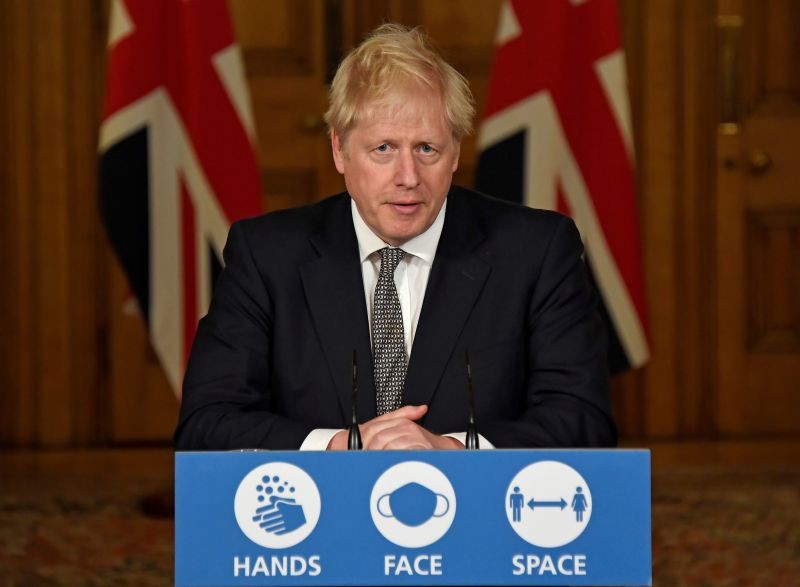 Britain's Prime Minister Boris Johnson speaks during a press conference where he is expected to announce new restrictions to help combat the coronavirus disease (COVID-19) outbreak, at 10 Downing Street in London, Britain October 31, 2020. (REUTERS File Photo)