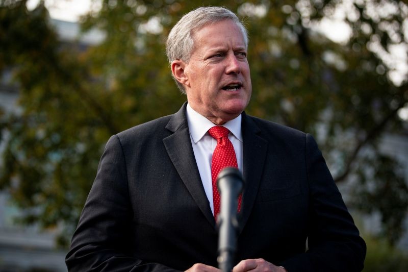 FILE PHOTO - White House Chief of Staff Mark Meadows speaks to reporters following a television interview, outside the White House in Washington, U.S. October 21, 2020. REUTERS/Al Drago/File Picture