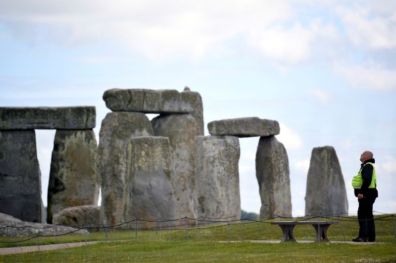 A security officer patrols around the perimeter Stonehenge stone circle, near Amesbury, Britain June 20, 2020. (REUTERS File Photo)